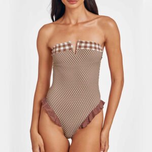 Polka Dot Patches Bandeau One Piece Swimsuit